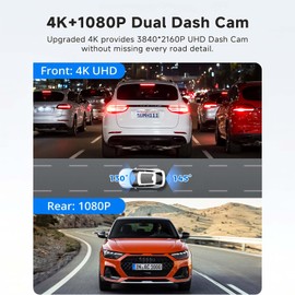 4K Mirror Dash Cam,Rear View Mirror Camera with WiFi,Dash Cam Front and Rear for Car,G-Sensor,7/24H Parking Mode,12" Touch Screen,Includes 64GB Card