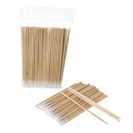 200 Pcs Precision Tip Cotton Swabs - 4 Inch Pointed Cotton Tips with Wooden Sticks, Microblading Cotton Swabs for Makeup, Tattoo, Nail Polish Clean Up, and Craft