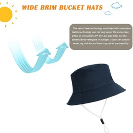 Sombrero de sol para bebé, protección de verano, sombrero de playa para niña pequeña, sombrero de verano de algodón y lino, marino, 3-6 Meses