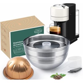 Sesama Stainless Steel Coffee Capsule Compatible for VERTUO NEXT & POP New Model & VertuoPlus &Delonghi ENV135S Machine Coffee Reusable Pods Holder For Vertuo Next Machine & POP (Single Pod)