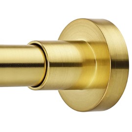 EBOATOP Shower Curtain Rod Tension- No Drill Non-Slip Spring Tension Shower Rod for Window or Bathroom, 43-73 inches Metal Steel, Light Gold