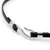 [Silver One] Front Hook Flat Leather Choker Men's Bo [Black Black Length 45 cm]