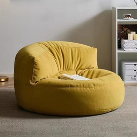 Bean Bag Chair Bean Bag Cover Chenille Single Lazy Sofa Cover Bean Bag Pouf Chair for Bedroom Living Room Garden, No Filler Kids Adults (Color : Yellow, Size : Empty Cover)