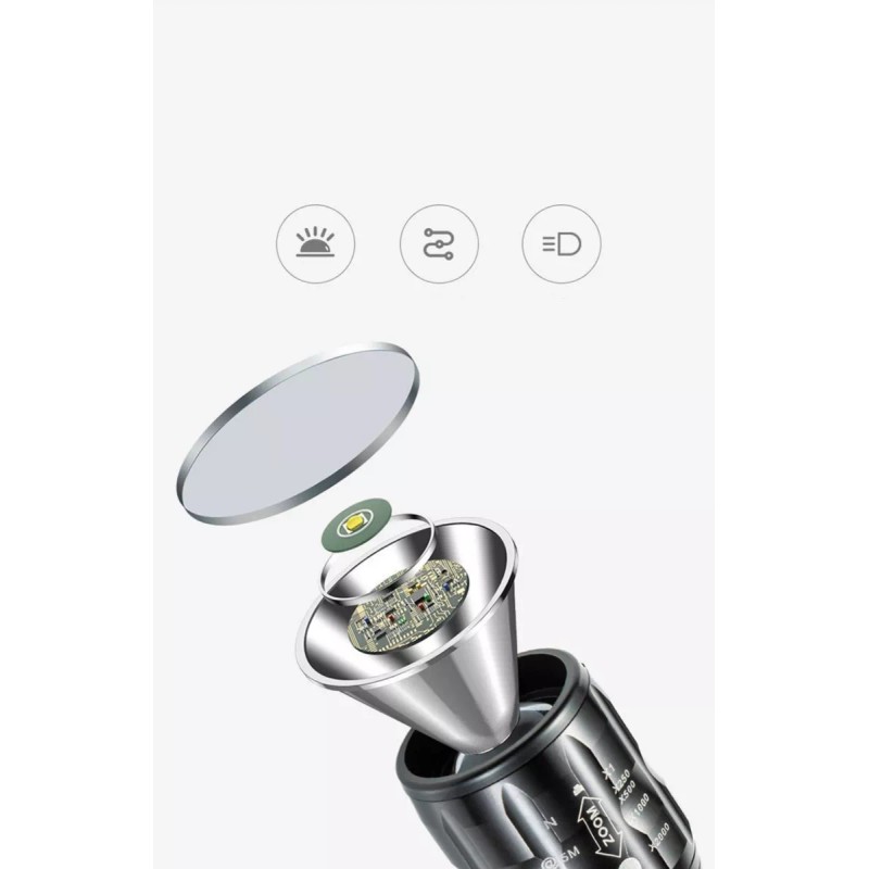 LJK Lampara Táctica Recargable Con Zoom 4 Modos Mini 3000