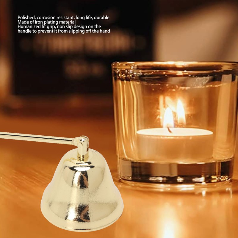 3pcs Candle Snuffer Golden Iron Plating Bell Shaped Long Handle