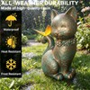 Cat Statues for Outside Garden Decor with Butterfly Solar Lights
