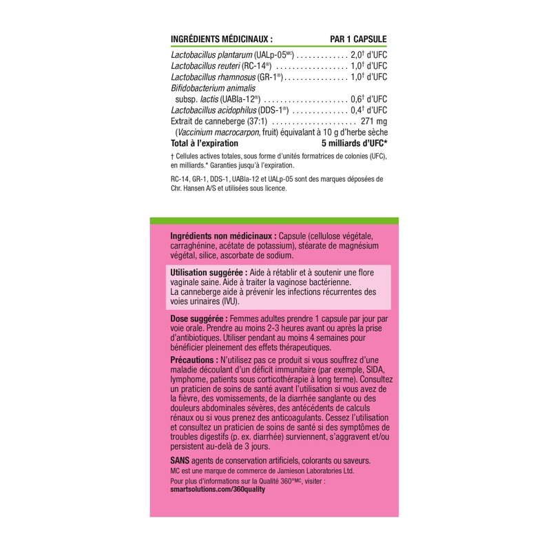 Smart Solutions Vaginal Health Probiotic with Cranberry, 30 Count