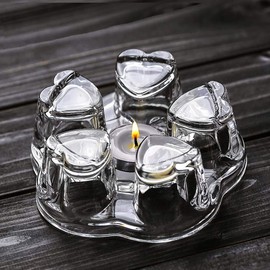 Sun's Tea Universal Solid Crystal Glass Ultra Clear Teapot Warmer | Tea Warmer | Teapot Heating Base | Tealight Warmer- Candle Never Flames Out