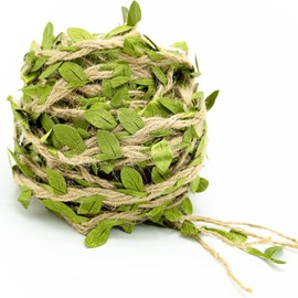 Green Leaves Jute Twine String 10m Wedding Party Favor Home Garden Decoration Jute Twine Leaf Rope