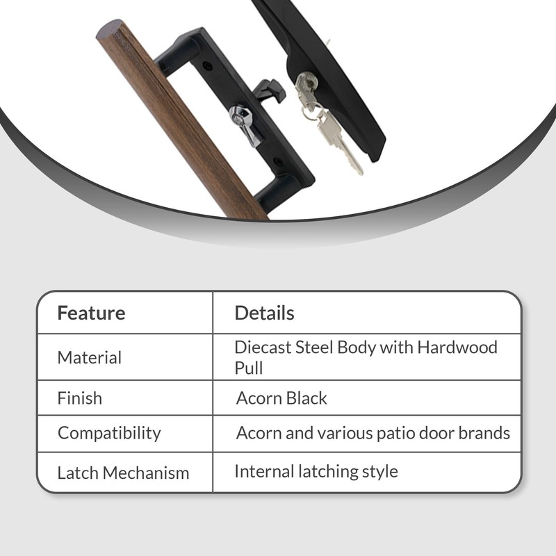 FHC C1241 Keyed 3-1/2" Sliding Door Handle - Acorn Black