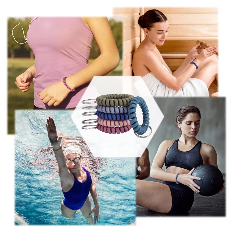 Yolev 6 Color Wrist Keychain Plastic Spring Transparency Flexible Spiral