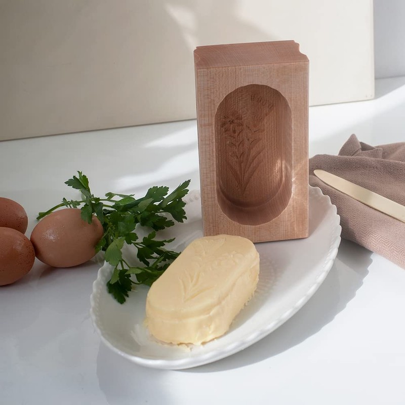 Hofmeister Holzwaren, butter mold, square, 250 grams, 2 BIRDS, made
