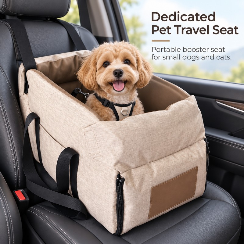 Center Console Pet Car Seat for Small Dogs & Cats