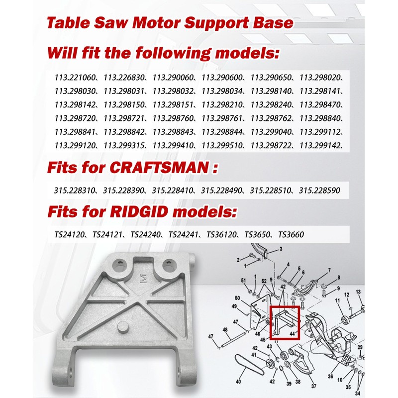New Upgrade Table Saw Motor Mount Support Base Fits For