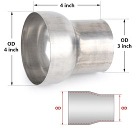 A-KARCK Exhaust Adapter Connector 3" OD to 4" OD, Exhaust Pipe Reducer 4" Overall Length 304 Stainless Steel