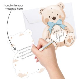 Big Dot of Happiness We Can Bearly Wait - Shaped Thank You Cards - Teddy Bear Baby Shower Thank You Note Cards with Envelopes - Set of 12