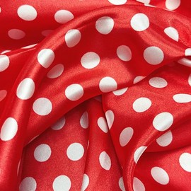 YYCRAFT Charmeuse Bridal Satin Fabric Polka Dots by The Yard 58 Inches Wide (Red,2 Yards)