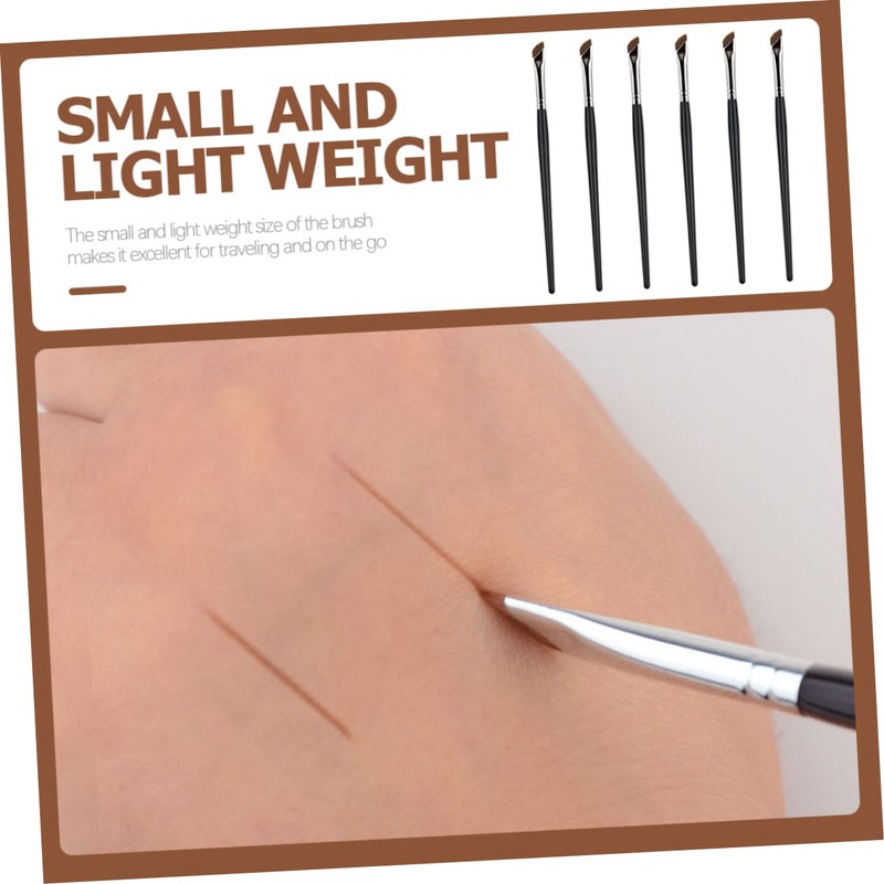 VICASKY 6pcs Angled Eyeliner Brush Flat Eyebrow Eye Shadow and