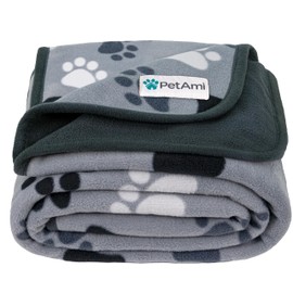 PetAmi Waterproof Dog Blanket for Medium Large Pets Dogs Cats, Pet Couch Cover Protector for Furniture, Reversible Washable Soft Fleece Cat Blanket for Bed Couch Sofa, 40x60 (Paw Print Gray)
