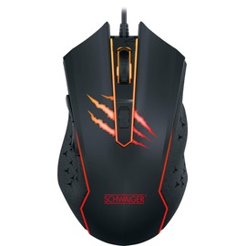 SCHWAIGER GM3000 Gaming-Maus Computer PC Maus Gaming-Zubehör 6 Tasten RGB Beleuchtung kabelgebunden ergonomisch schwarz rot