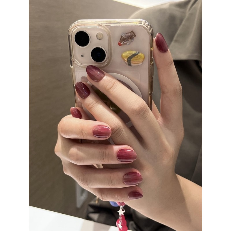 Purple Berry Handmade Nail Tips - Coffin Egg / 퍼플