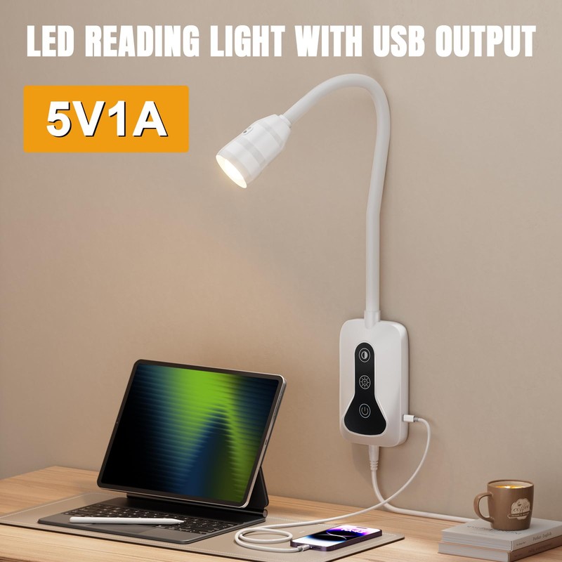 HUAEU 1 Pack Wall Mounted Headboard Reading Light, LED Dimmable