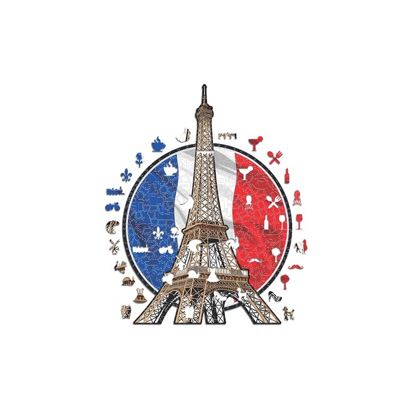 Iconic Puzzles, Tour Eiffel , 100% eco-sustainable wooden puzzle, size