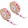 2pcs Red Ribbon 1.5cm/0.6in Wide Heart Pattern Packaging Ribbons DIY