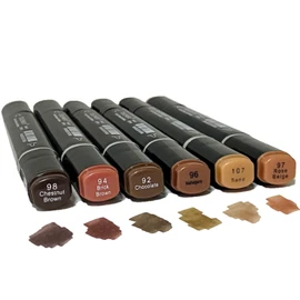 Arhomet 6PCS Skin Tone Markers Set, Double Tipped Soft Fine Tips and Brush Art Marker Set for Artist Adults Coloring Sketching (Deep)