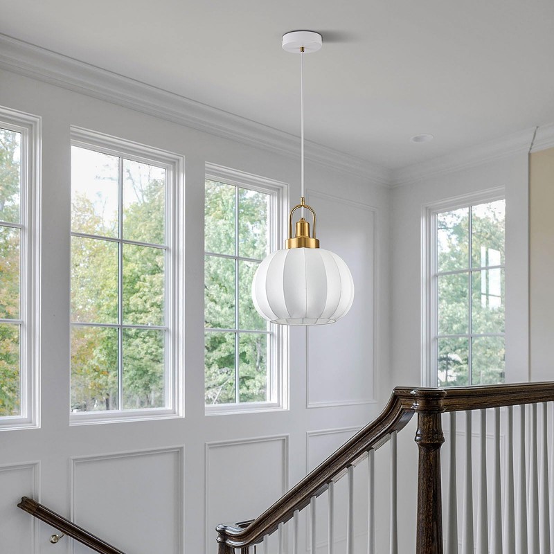 Globe Imitation Silk Pendant Light, 11.8 Inch white bubble lantern