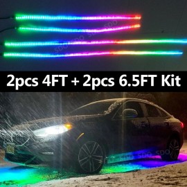 FIA 2x 4FT + 2x 6.5FT Chasing Flowing Car Underglow Kit LED Strip Lights Waterproof