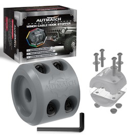 AUTMATCH Winch Cable Hook Stopper (1 Pack), Silicone Rubber Winch Stopper for Wire & Synthetic Rope, Winch Line ATV UTV, Shock Absorbent, Prevent Pulling Bounce and Abrasion, Gray
