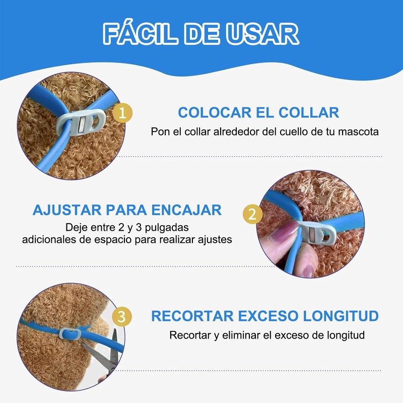 RYEWGRV 4 Pieza Collar con Hebilla, 65CM/26.6in (Azul)