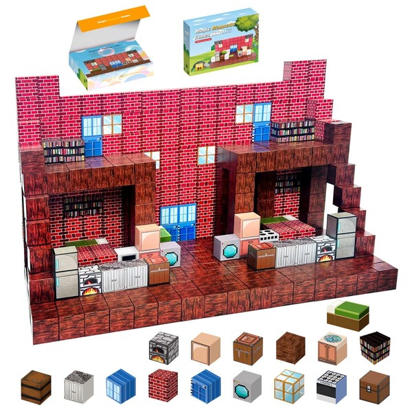 Magnetic Building Blocks Set, 100 Pieces, Sweet Home Theme, STEM