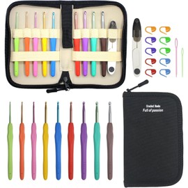 YAMAXIN Crochet Set and Crochet Hook Set 2.0-6.0 mm for Beginners 8 Pieces Whale, Chick, Penguin, Bee, Frog, Octopus, Starter Amigurumi Knitting Set and Yarn Craft Kits (Hook Set 2.0-6.0 mm)