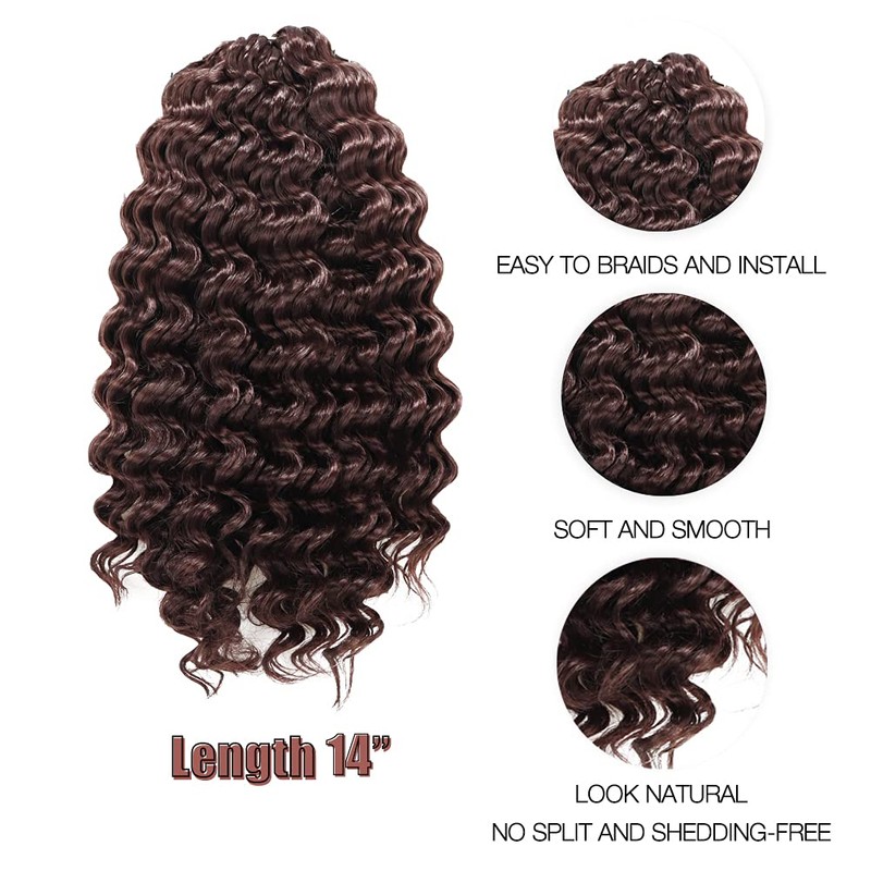 ToyoTree Deep Twist Crochet Hair - 14 Inch 8 Packs