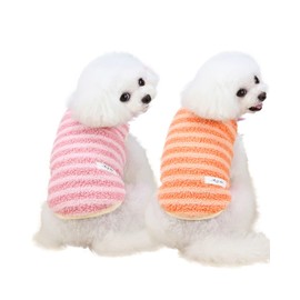 Dog Clothes Mokomoko Border Fleece Vest Warm Autumn Winter Cute Dog Clothes Small Dog Medium Dog PetGround (M, Pink)