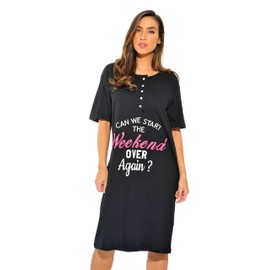 4361-K-50-1X Just Love Short Sleeve Nightgown / Sleep Dress for Women / Sleepwea,Black - Can We Start Over,1X Plus
