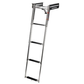 Amarine Made 4 Step Boat Ladder with Screws Stainless Steel Telescoping Ladder, Slide Under Platform Mount Boarding Ladder