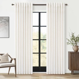 Natural Cream Linen Curtains 92 Inches Long for Living Dining Room Bedroom Thick Linen Textured Pleat Drapes with Grommet Light Filtering Boho Farmhouse Semi Sheer 92 Inch Curtain 52" x 92"