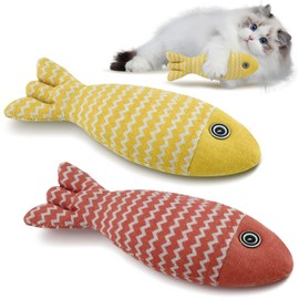 Yitexin 2 Pieces Catnip Toys for Cats, Interactive Kitten Teething Toys for Indoor Cats, Throw Pillow Stuffed Cat Kicker Toy, Self Play Cat Nip Toys Cat for Scratch Gnaw Bite (Yellow & Red)