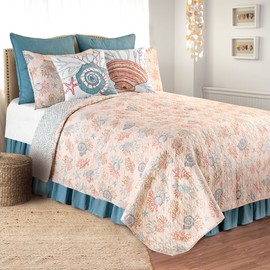C&F Home Seabrook King 3 Piece Quilt Set Summer Beach Ocean Coastal Reversible Machine Washable Lightweight Bedspread Coverlet King Tan