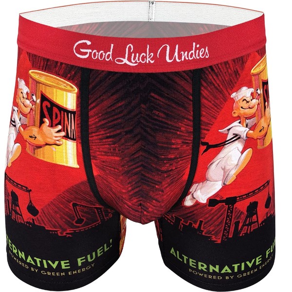 Good Luck Undies Men's Popeye, Alternative Fuel Boxer Brief Underwear, Small
