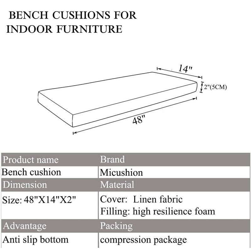 MICUSHION Piano Bench Cushion for Indoor Shoe Storage with Ties
