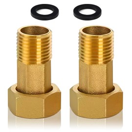 Pack of 2 Brass Water Meter Screw Connection, 1 Inch Male x 1 1/4 Inch Female Movable Fittings, DN25 to DN32 Connection Pipe Fitting, Threaded Fitting with Hexagon, Screw Connection for Water Meter