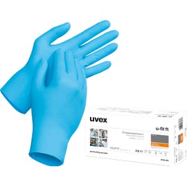 uvex U-FIT FT Disposable Gloves - Pack of 100 Nitrile Gloves - Disposable Gloves - Blue