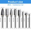 8Pcs Carbide Burr Set Cut Carbide Rotary Burr Set Sturdy