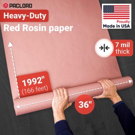 Paclord 35” x 1992” (166’) Red Rosin Paper Roll - Made in USA Thick Heavy-Duty 7 mil Masking Paper for Surface Protection from Paint, Dust, Foot Traffic - Paint Floor Covering