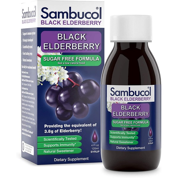 Sambucol Black Elderberry Syrup, Sugar Free Formula, 4 Ounce Bottle