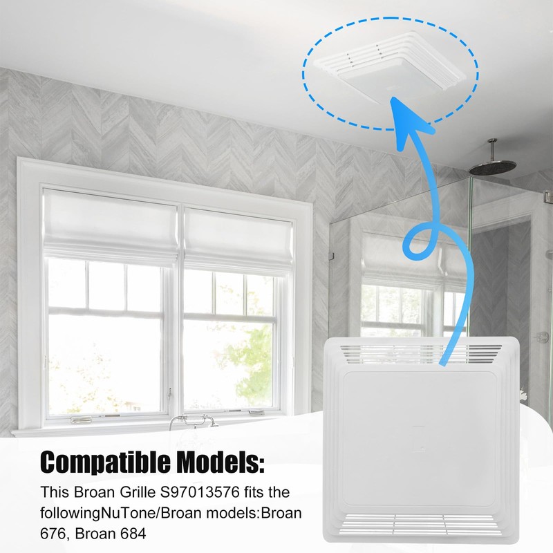 Folosem S97013576 White Classic Bathroom Vent Cover Grille, Water Resistant,